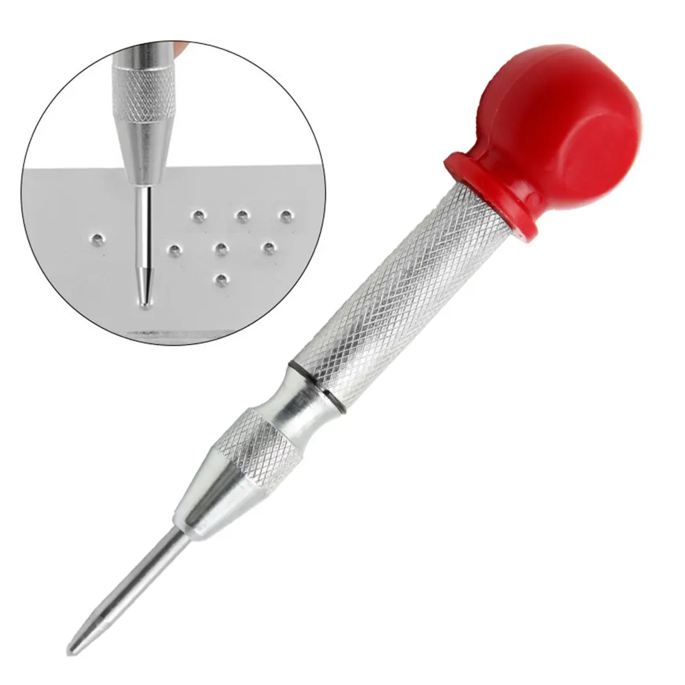 Punzone centrale automatico Kerner Lavorazione del legno Puncher in metallo Foro in acciaio Auto Pin Mark Caricato a molla Dent Marker Utensile manuale Falegname