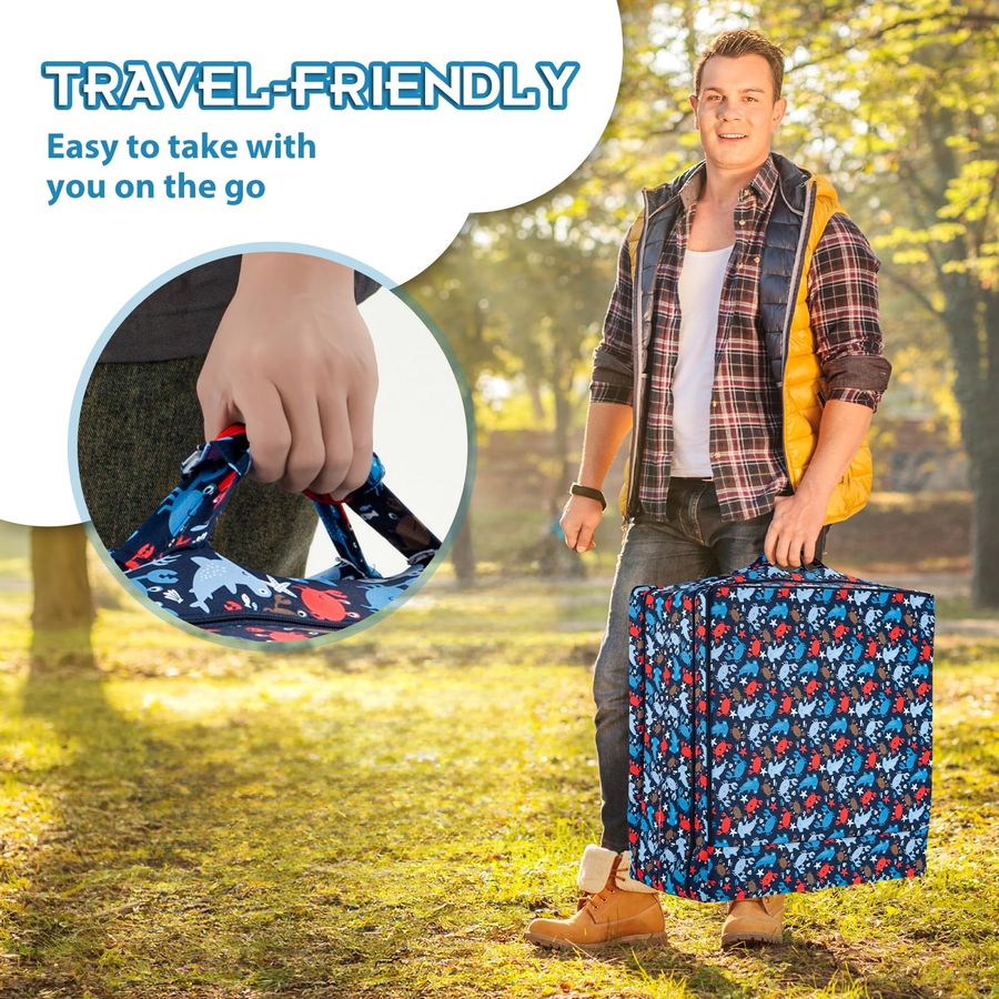 Cotton Lining Portable Foldable Toddler Travel Bed Soft Foam Floor Bed with Washable Cover, Safe and Comfortable Toddler Crib, O