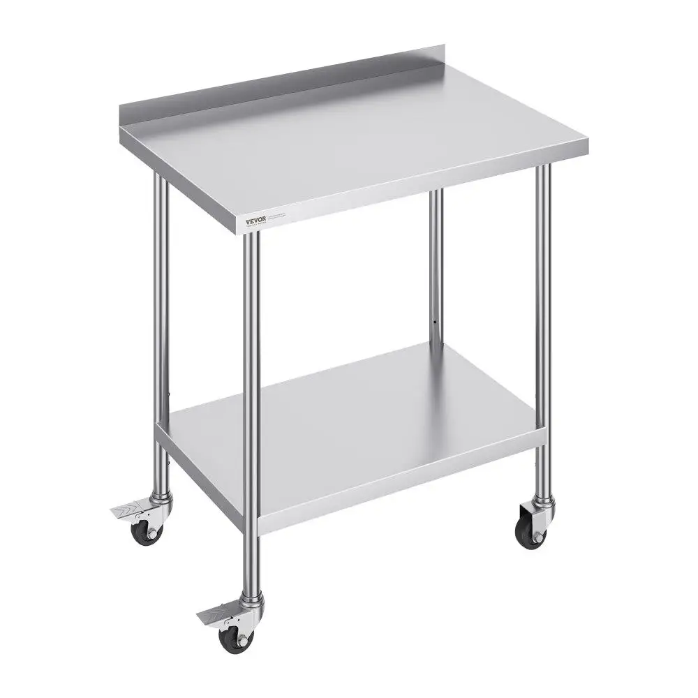 24x36x40 Stainless Steel Commercial Work Table with Casters Heavy Duty Adjustable Prep Table for restaurant Hotel Kitchen Home