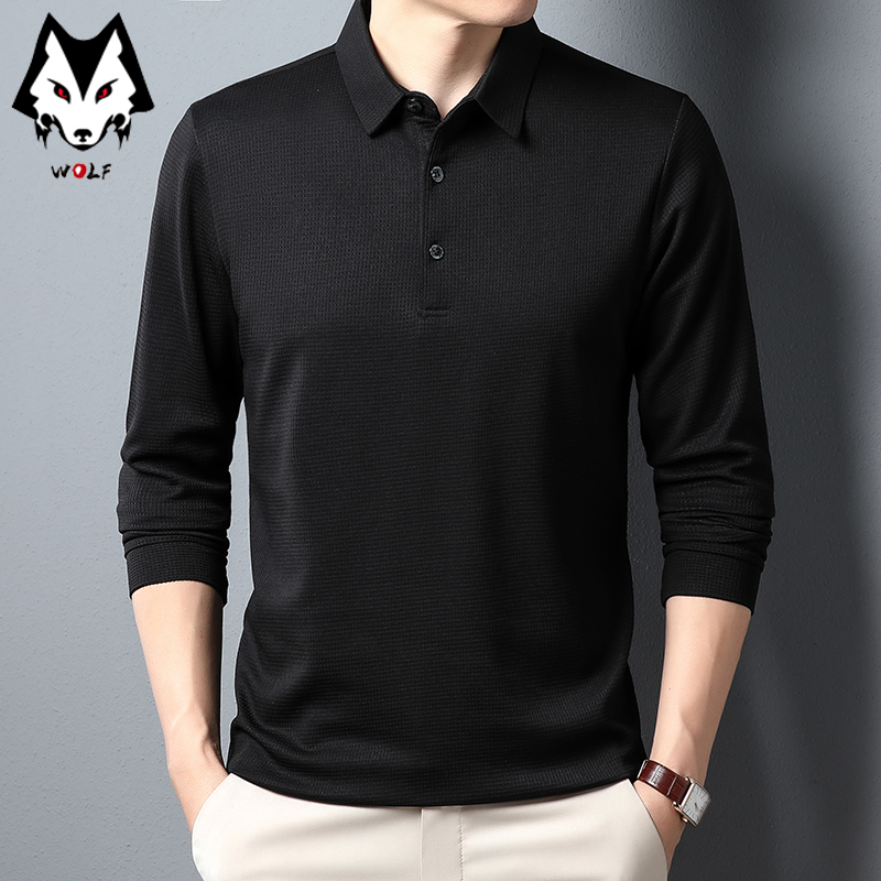 Polo informal de negocios para hombre, camiseta de manga larga, Top liso cómodo de verano