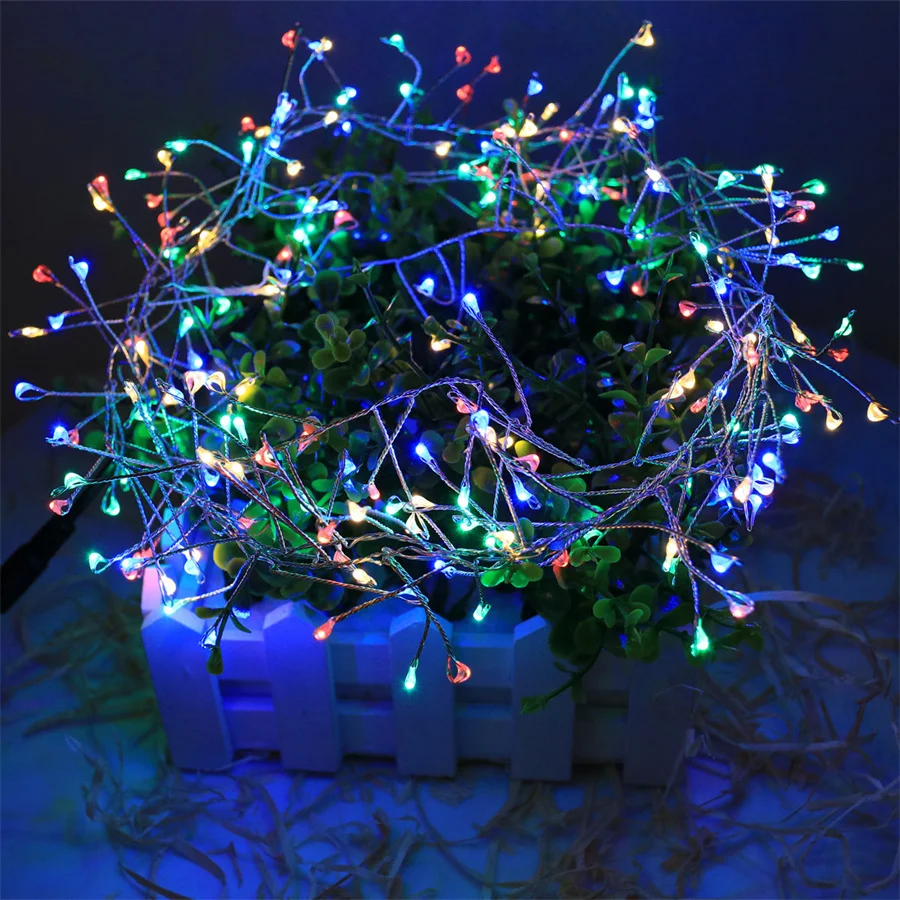 3/6/12M LED Christmas Garland Starry Cluster Light With Remote USB Power Firecracker Fairy Light Copper Wire Party String Light
