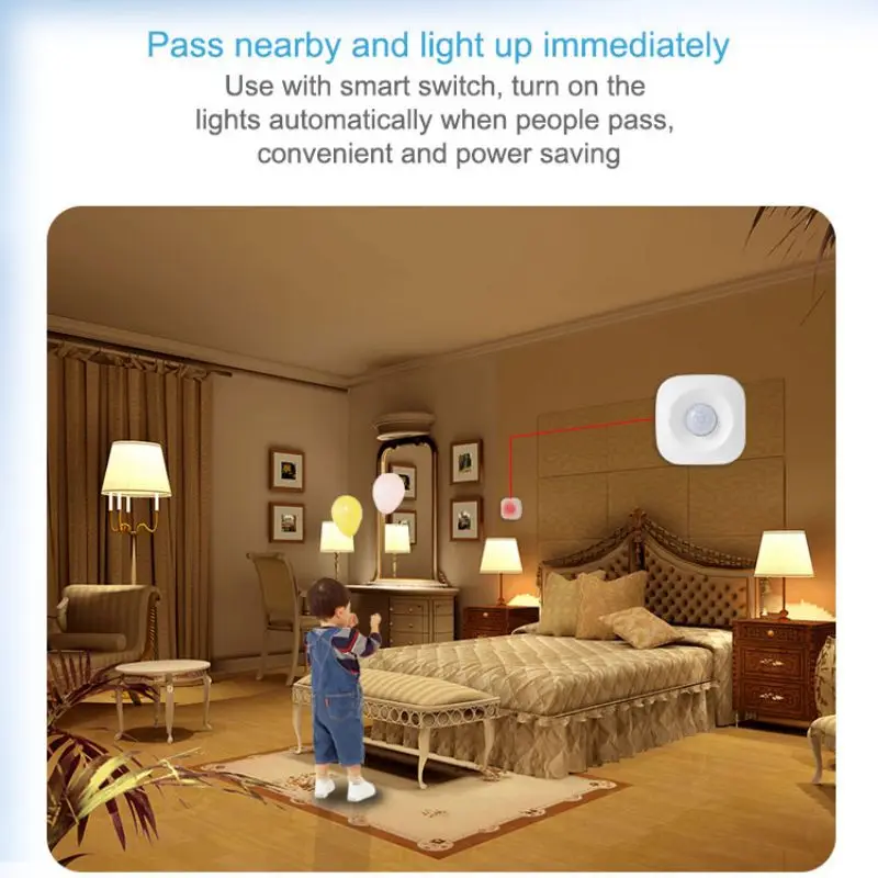Tuya-Sensor de movimiento PIR inteligente, WIFI, inalámbrico, Detector de movimiento del cuerpo humano, sistema de automatización del hogar, Control por aplicación por Alexa y Google IFTTT
