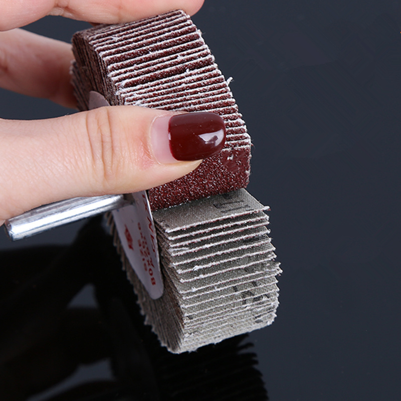 Rueda de aleta de lijado de grano 80 de 16-80mm, disco abrasivo, accesorios Dremel, herramientas de pulido de papel de lija, vástago de 6mm para taladro