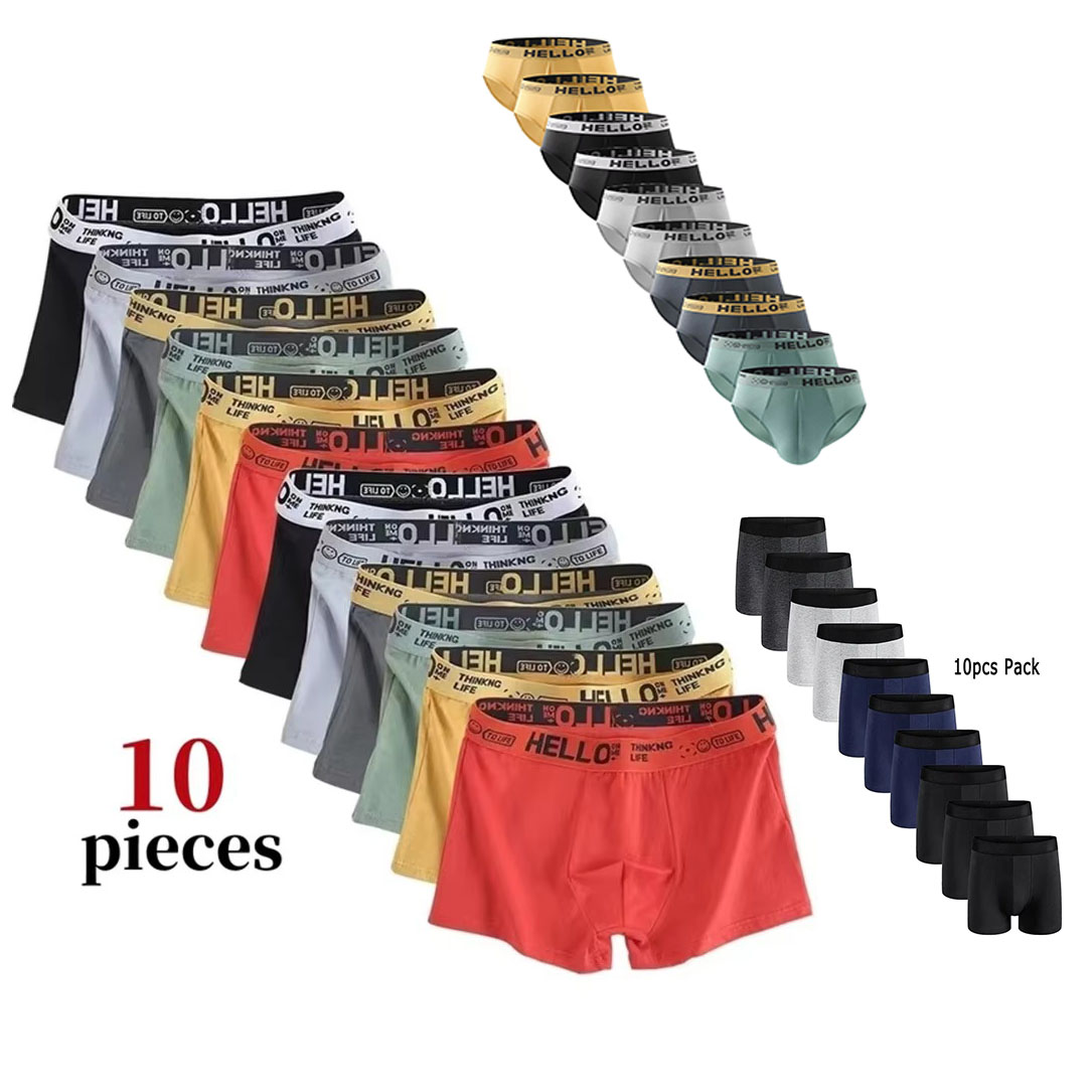 10 Stück Herren-Boxershorts und Slips, modische Unterwäsche, hochelastische Boxershorts und Slips, atmungsaktive, weiche Herren-Shorts, bequem