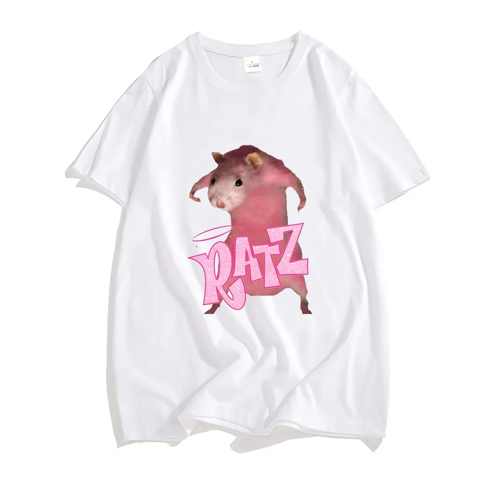 Ratz เสื้อยืดแขนลำลองขาสั้นพิมพ์ลายการ์ตูนหนูเสื้อยืดลำลองคอกลมน่ารักสำหรับผู้ชายเสื้อนุ่มๆสำหรับฤดูร้อน
