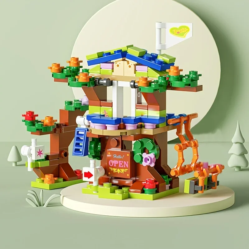 6in1 NIEUWE Boomhut Boomhut Blokken Meisjes Kasteel Kamer Klimglijbaan Klassiek Model Bouwstenen Sets Bakstenen Kid Gift Speelgoed Stad