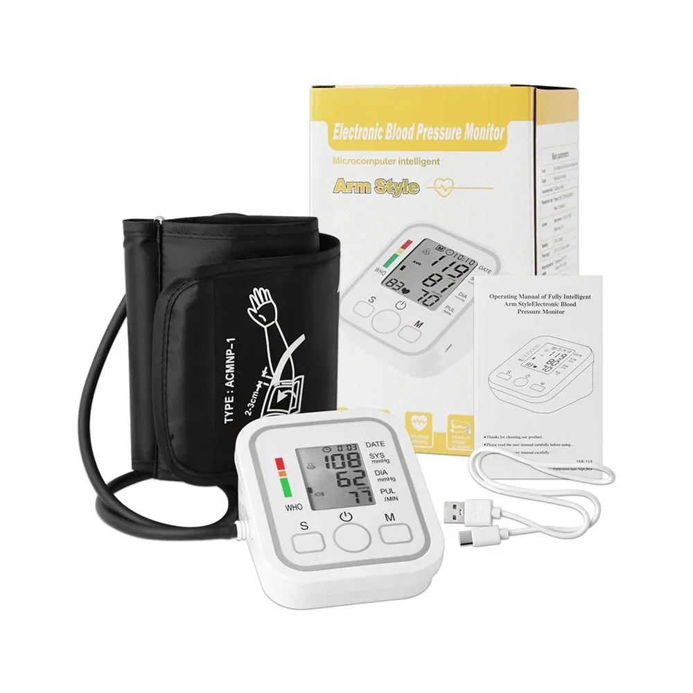 การแพทย์อัตโนมัติ Sphygmomanometer ดิจิตอลแขนข้อมือ BP เครื่องวัดความดันโลหิต Tensiometer Tonometer Heart Rate Pulse Meter