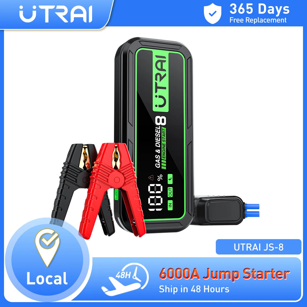 UTRAI 20000mAh Car Jump Starter Power Bank 6000A Car Booster Auto Dispositivo de partida de emergência Jump Start para gasolina diesel