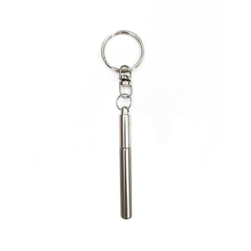 1PCS Portable Telescoping Pen Metal Keyring  Stainless Steel Keychain Ballpoint pen Out Door