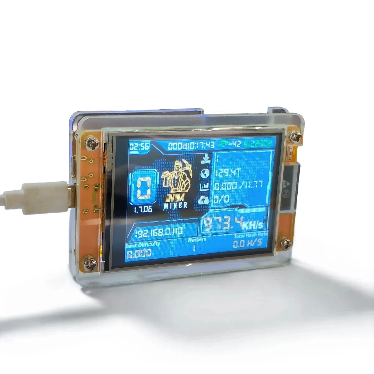 NMMiner NerdMiner V2 Hashrate Lucky Miner ESP32 2.8 polegadas Smart Display Crypto Solo Lottery 960KH/s Bitcoin ESP32-2432S028R DROOM