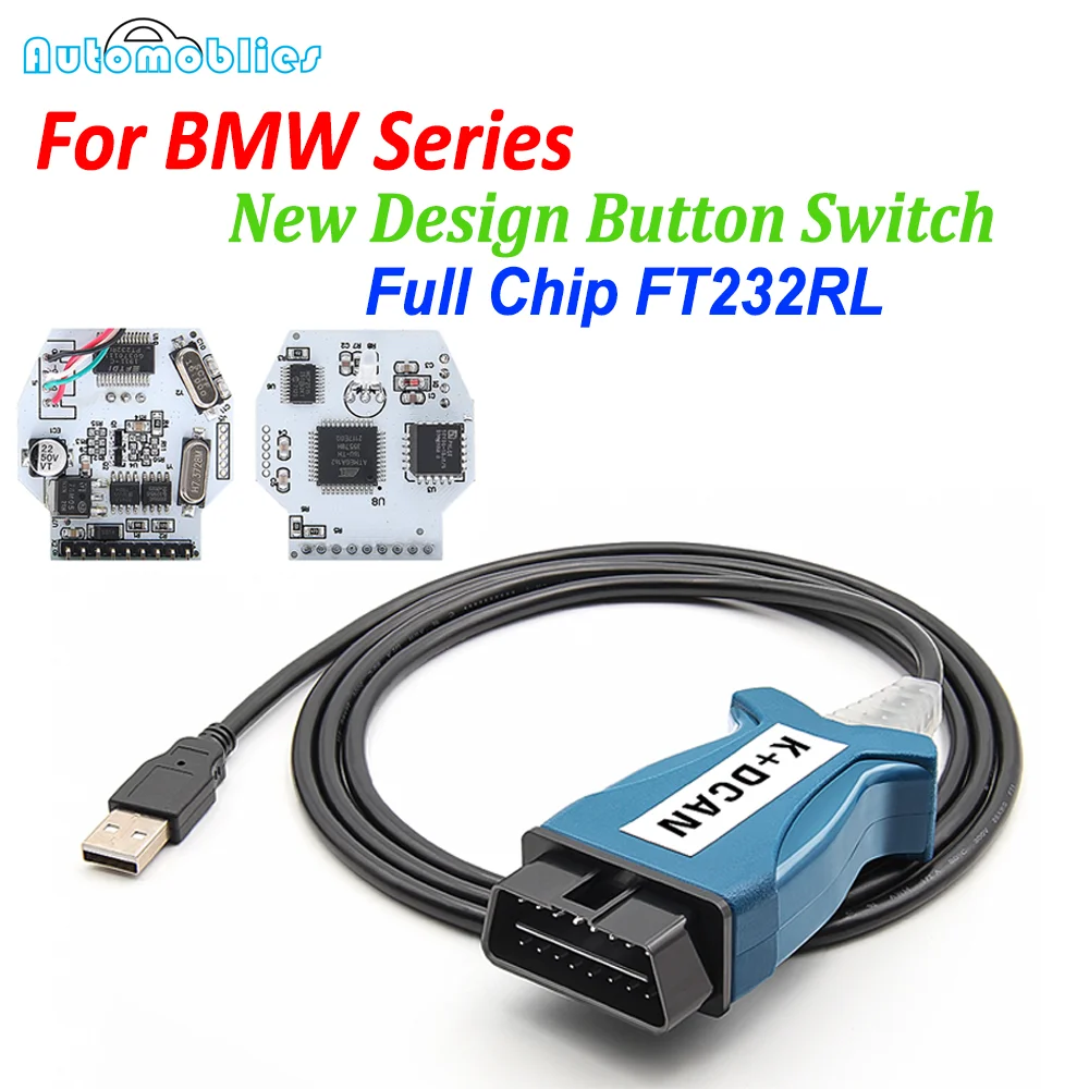 Voor BMW K DCAN K + KAN FTDI Chip Voor BMW OBD2 Auto Diagnostische Hulpmiddelen OBD2 Scanner Schakelaar USB Interface kabel K + DCAN voor BMW