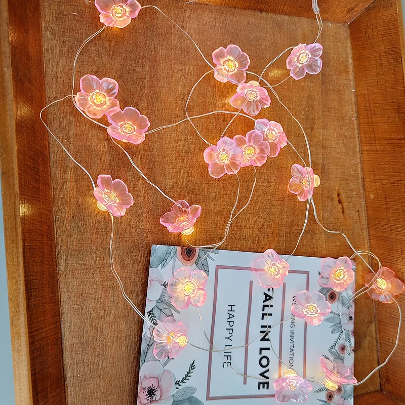 3M 30LEDS Cherry Blossom Fairy String ไฟสีชมพูดอกไม้ String โคมไฟแบตเตอรี่ขับเคลื่อนสําหรับคริสต์มาสกลางแจ้งตกแต่ง Garland