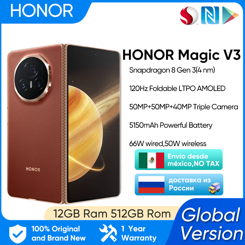 Honor Magic V3 5G versión Global plegable LTPO Snapdragon 8 Gen 3 7,92 "120Hz pantalla AMOLED 50MP cámaras triples 5150mAh 66W NFC