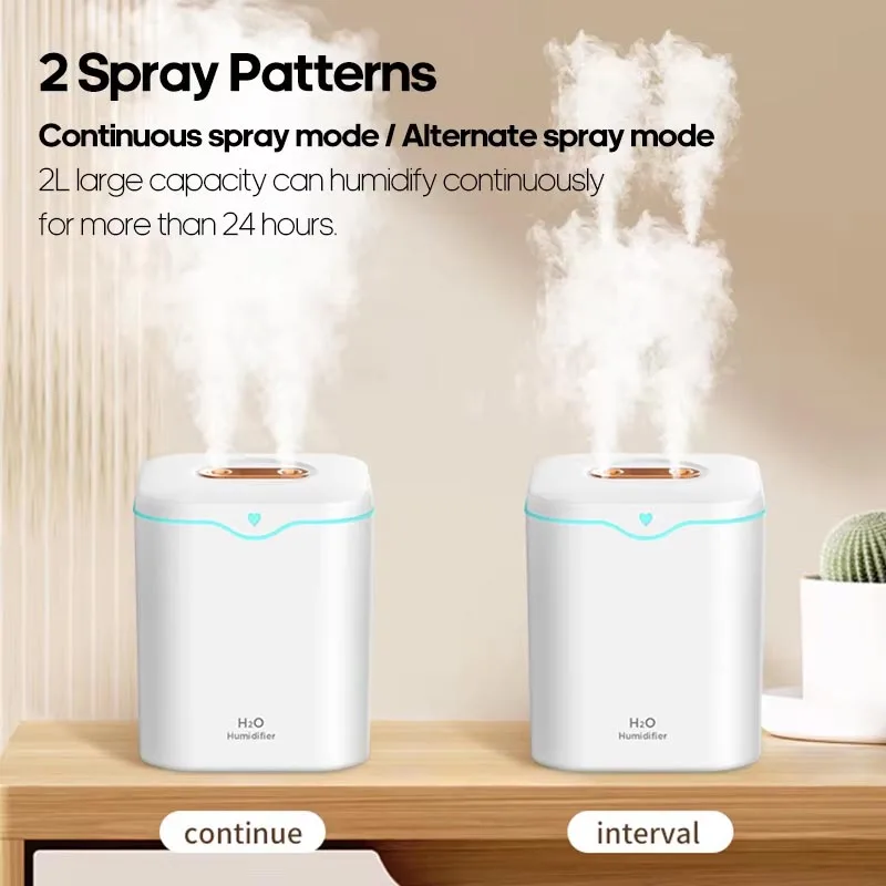 Xiaomi-USB付き空気加湿器,ダブルスプレーポート,エッセンシャルオイル,アロマテラピー,家庭用清浄機,2000ml