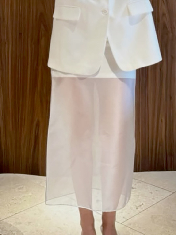 Trendix シースルーメッシュパッチワークスカート女性のファッションハイウエストカジュアル通勤ストリート 2025 休暇パーティーエレガントなスカート