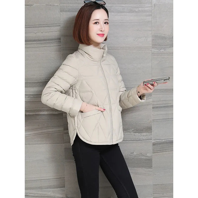 Veste en duvet de coton pour femme, manteau rembourré léger et Slim, grande taille, parka courte, nouvelle mode coréenne, printemps automne 2024