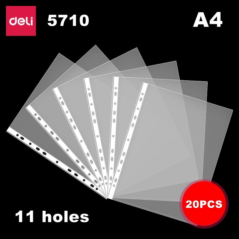 20 шт./пакет Deli 5710 72616 Прозрачная сумка для документов 11 отверстий A4 и 30 отверстий A3 Горизонтальная сумка-вставка вкладыш Прозрачная папка для файлов