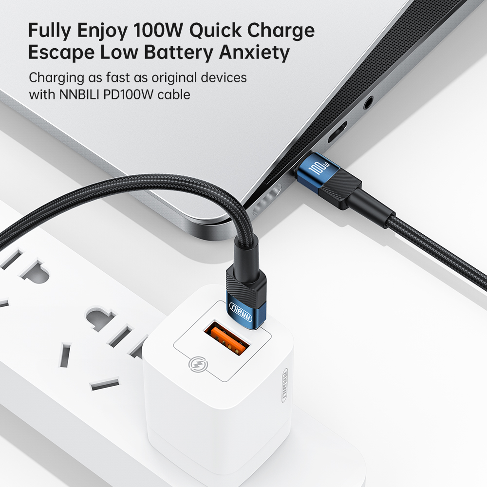  NNBILI PD100W 유형 C-USB C 케이블 Xiaomi Samsung Huawei Macbook iPad 용 고속 충전 모바일 휴대 전화 충전 코드 와이어 