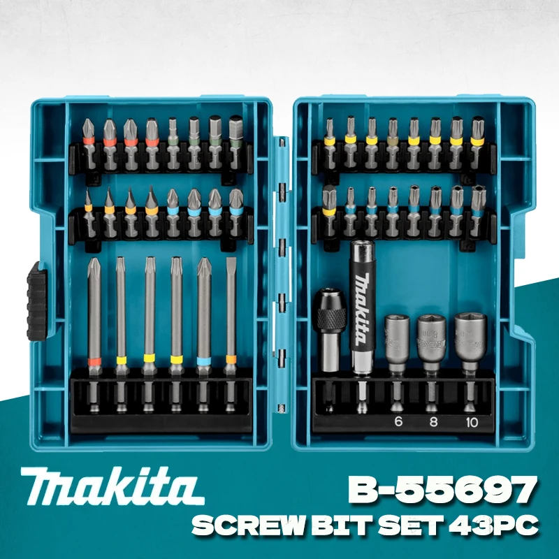 MAKITA B-55697 Conjunto de bits de parafuso colorido 43 unidades de metal driver clamshell C-form & E-form acessórios para ferramentas elétricas