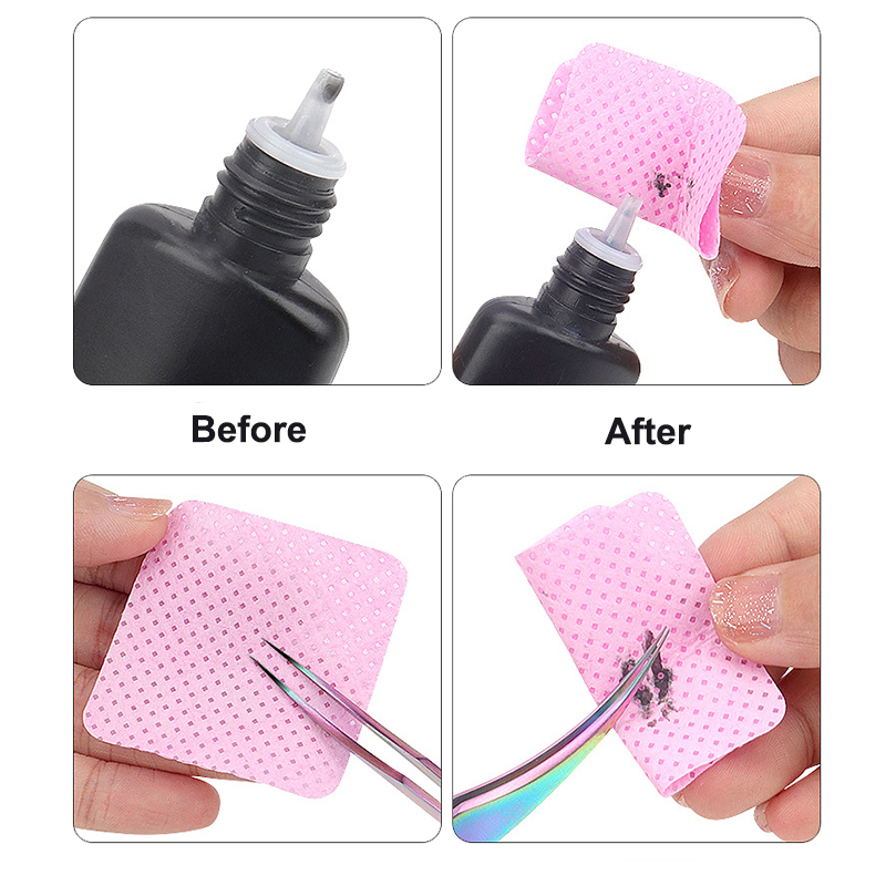 200 ชิ้น/กล่อง Lint ฟรีผ้าเช็ดทําความสะอาดเล็บ Eyelash EXTENSION กาวผ้าเช็ดทําความสะอาดผ้าไม่ทอเล็บเจล Polish Remover ผ้าฝ้าย