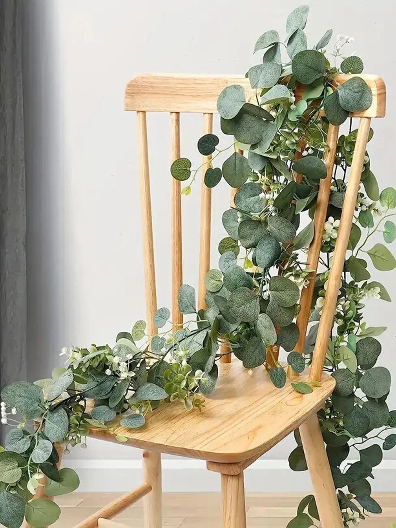 2 個人工ユーカリつる植物リアルな質感フェイクグリーン吊り植物結婚式中庭庭ホームパーティー壁装飾