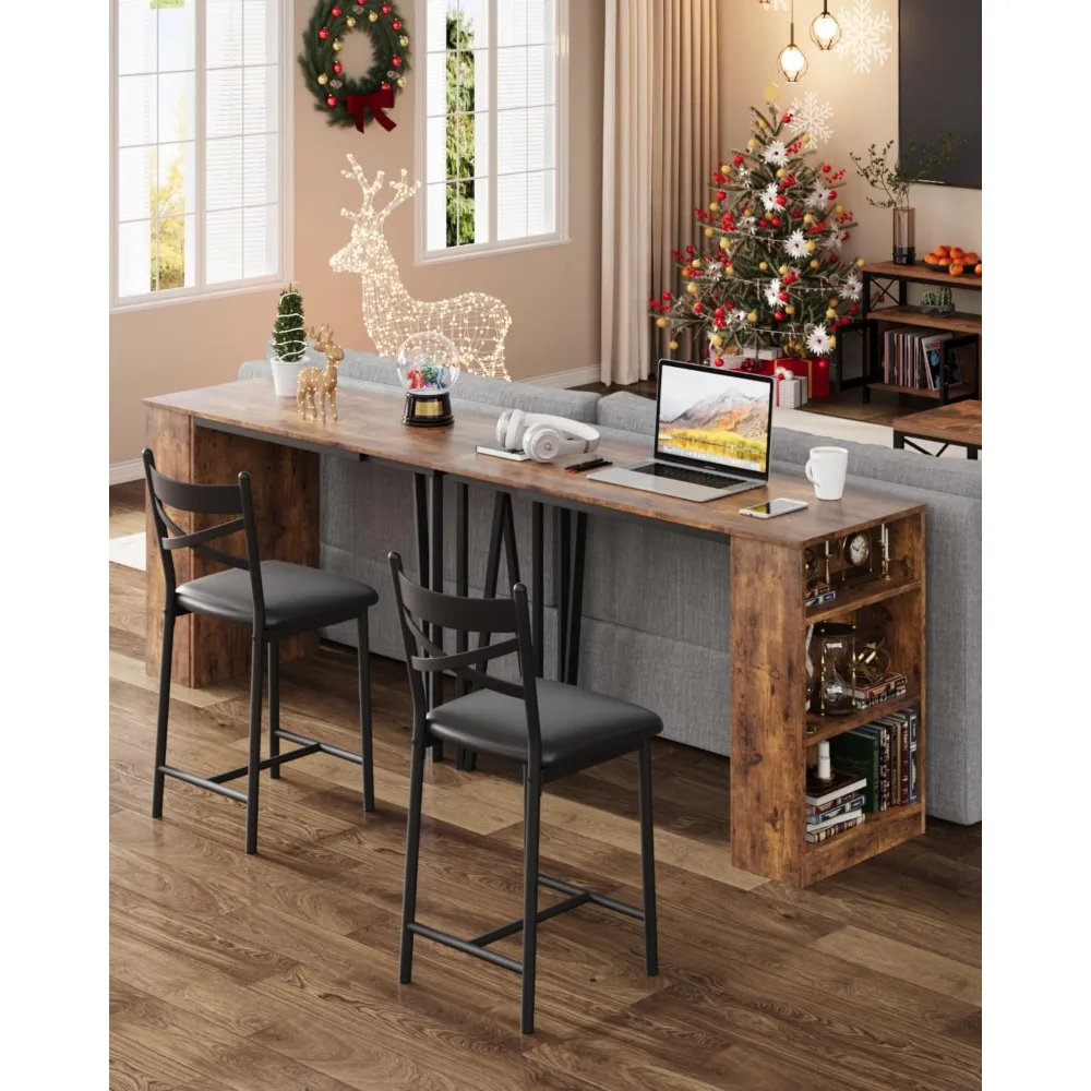 Dining Table Set for 2, 16" Wide Cushions for Comfortable Seating, Bar Table and Chairs with Flip Top Extension, Suitable
