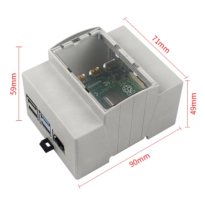 Raspberry Pi 5 4 3 ABS-Gehäuse, Elektrokasten, DIN-Schiene, modulares Gehäuse, optionaler Aluminium-Kühlkörper-Lüfter für Pi 4/3B+/3B