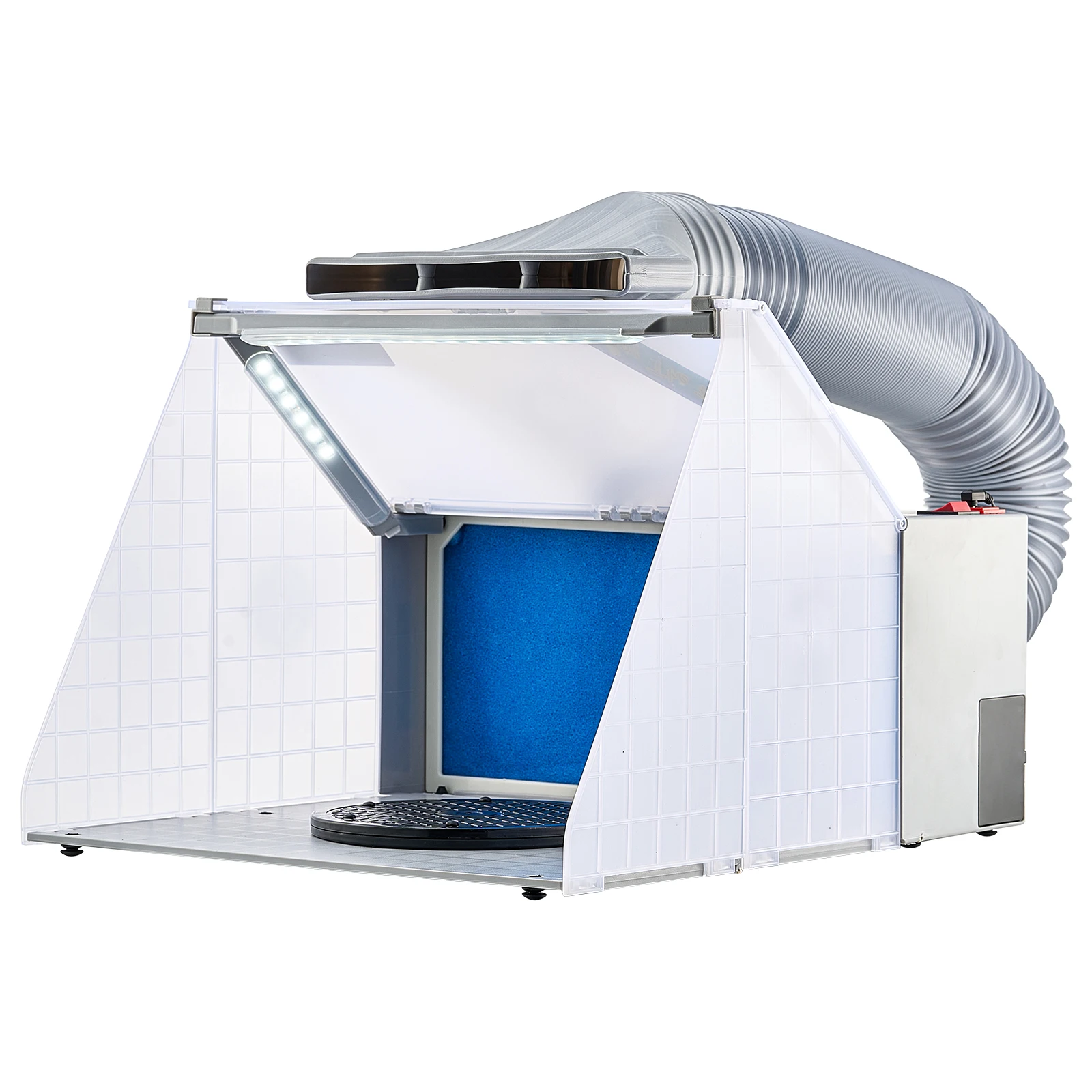 SucceBuy Airbrush Spray Booth Dual-Fans Portable Hobby Airbrush Paint Spray Booth Kit with LED Lights and Exhaust Extension Hose