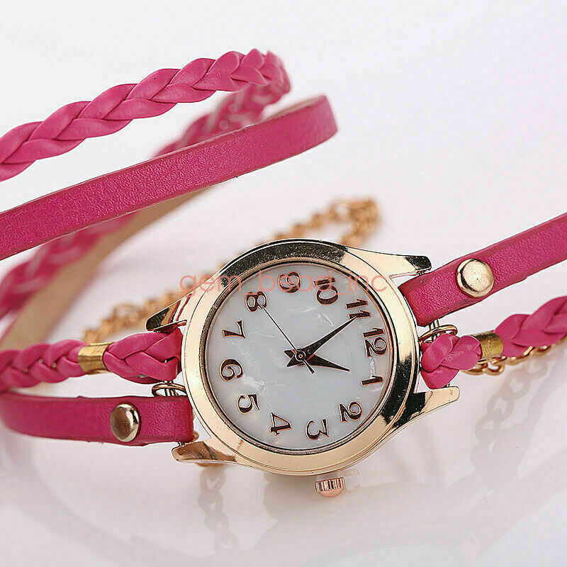 Relojes de pulsera analógicos para mujer, reloj de pulsera de PU, reloj de cuarzo, cuero tejido