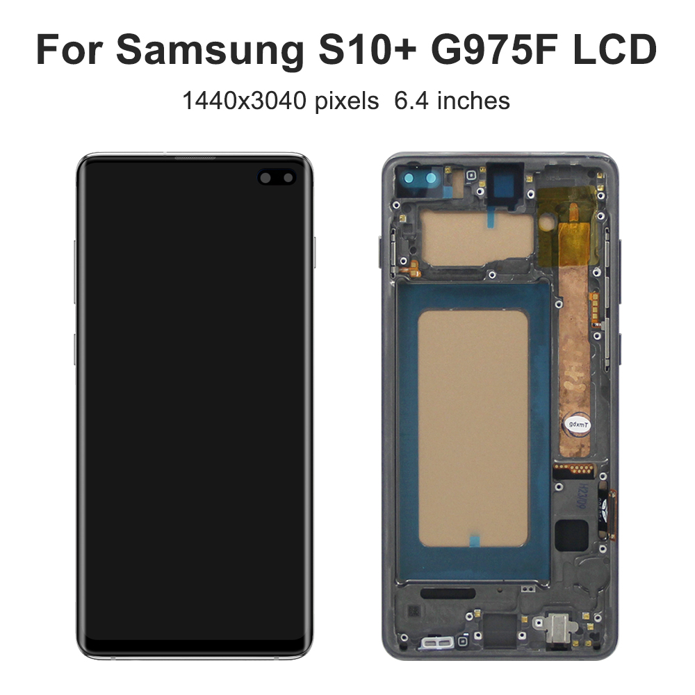 Pantalla LCD de 6,4 pulgadas S10 Plus para Samsung probada S10 + G975F G975U G975W G975 reemplazo del ensamblaje del digitalizador de pantalla táctil