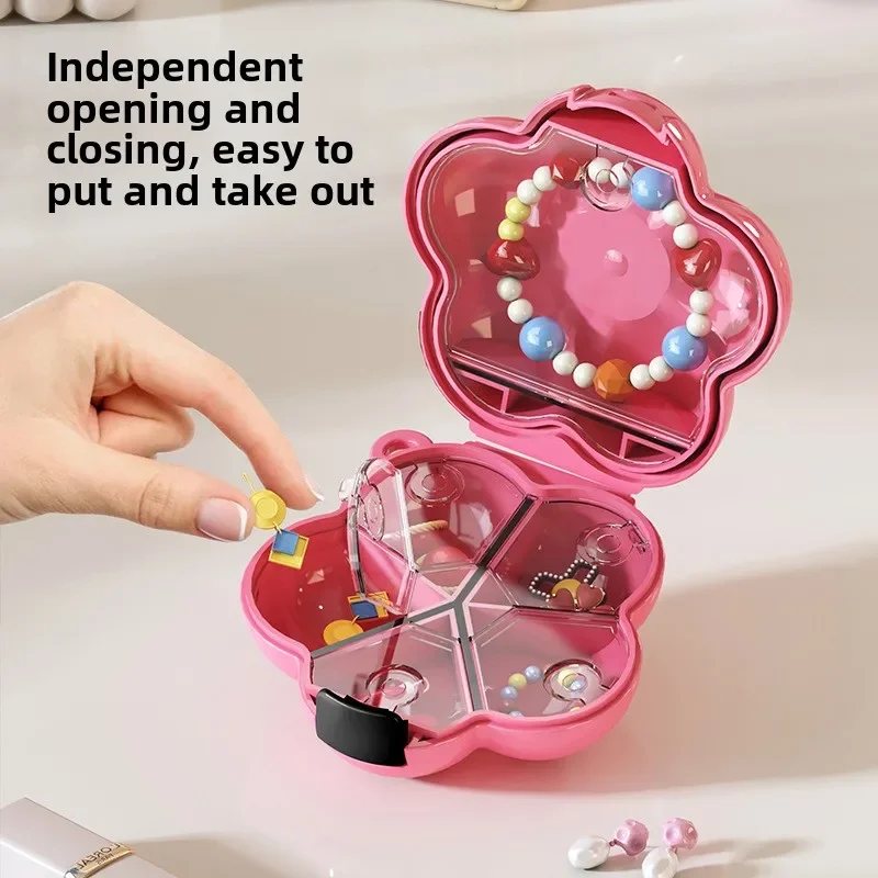 Boîte de rangement de bijoux, Mini boîte de rangement Portable de voyage pour boucles d'oreilles et colliers avec grille, boîte de rangement multifonctionnelle créative