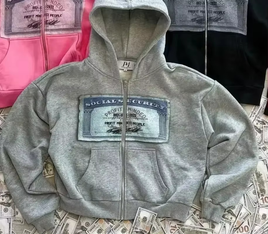 Y2K retro jesienne bluzy z kapturem dla mężczyzn i kobiet z nadrukiem spersonalizowane wzory street style street kardigan z kapturem długi rękaw
