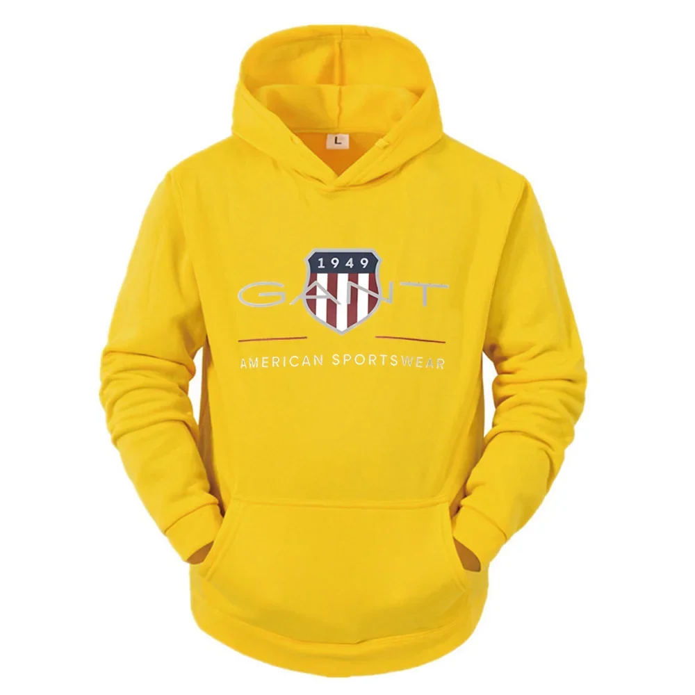 2025 Sudadera con capucha de Color sólido para hombre, sudadera cálida para hombre, moda urbana, informal, holgada, fresca, Sa 1949, jersey estampado, Sudadera con capucha de marca