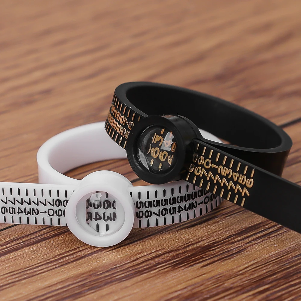 แว่นขยายแหวนไม้บรรทัด Measurer Finger COIL แหวนขนาดเครื่องมือ UK ขนาด US ขนาดการวัดแหวน Sizer ใส่ GUARD กระชับเครื่องมือ