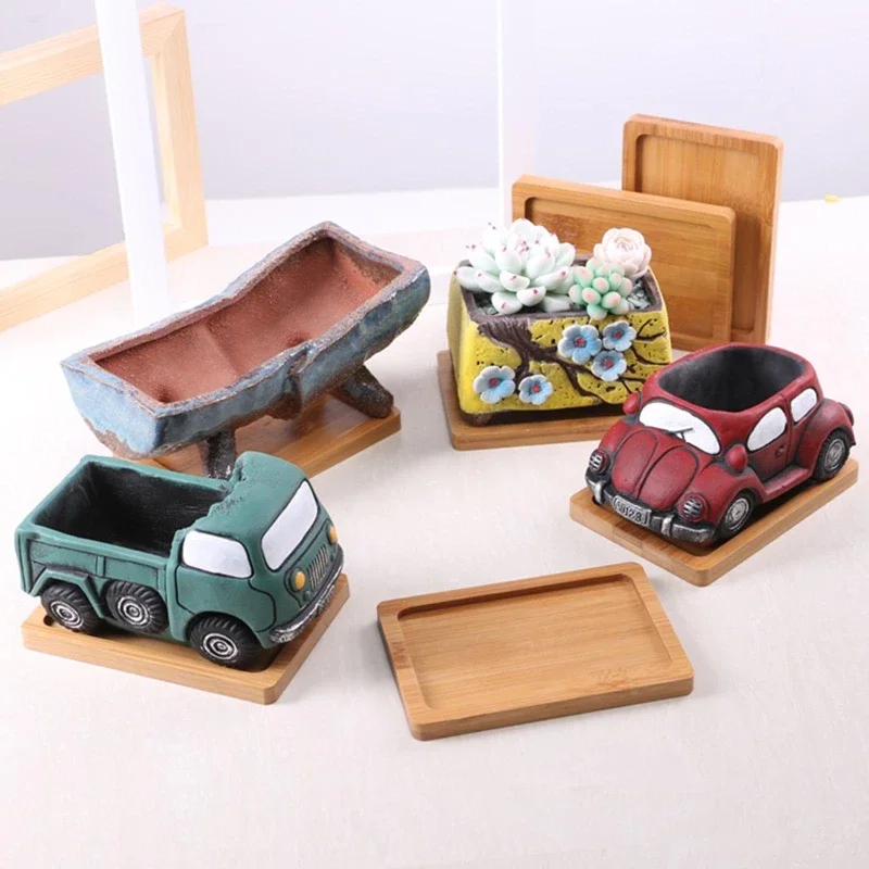 Multi Bambus Tablett Holz Untertasse Blumentopf Tablett Tasse Pad Untersetzer Platte für Küche Dekorative Platte Kreative Untersetzer Kaffeetasse Matte