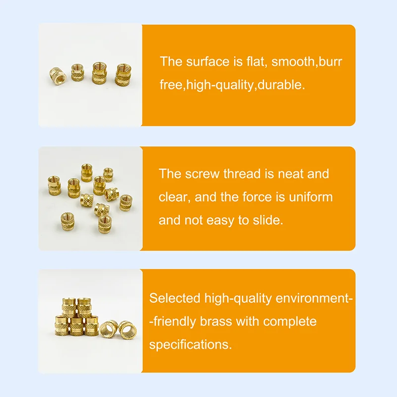 Insert Nut Set M2 M2.5 M3 M4 M5 M6 Brass Hot Melt Knurled Nut Thread Heat Molding Double Twill Injection Embedment Copper Nut 3D