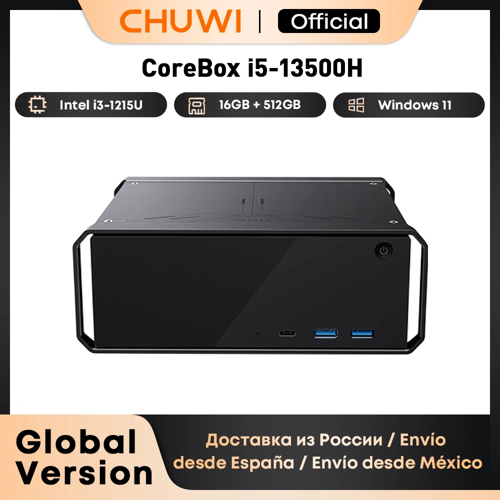 CHUWI CoreBox 5th Intel Core i5-13500H Gaming PC Intel UHD Gráficos 8K Decodificação 16GB LPDDR5 512GB SSD WIFI 6 Windows 11 Computador