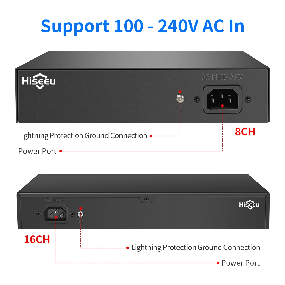 48V POE Switch 8 16พอร์ต2 Uplink 10/100Mbps IEEE 802.3 Af/At สำหรับ IP กล้องกล้องวงจรปิดกล้องวงจรปิดระบบ Wireless AP