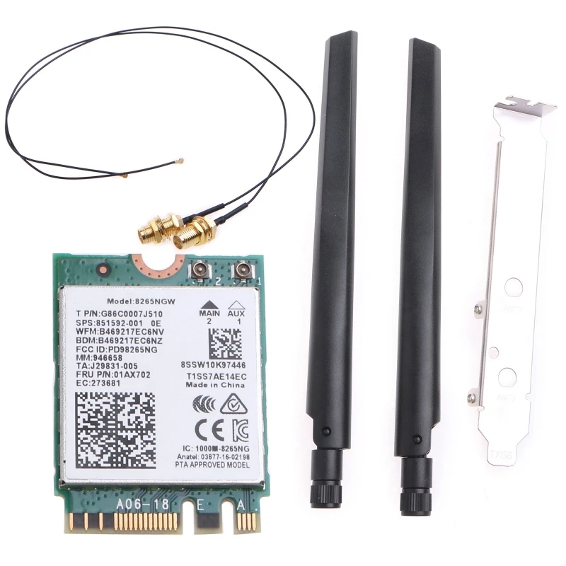 Wi-Fi NGFF для настольного адаптера M.2 2230 BT 4,2, беспроводная связь 802.11ax 2 5G поддержка MU-MIMO 8265NGW, сетевая