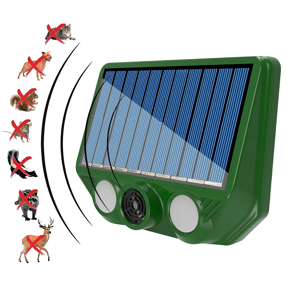 Zonne-energie Ultrasoon Dierenafstotend IP66 Waterdicht Dierenafstotend Apparaat 500mAh voor Repel Mouse Coyote Fox Wasbeer Herten