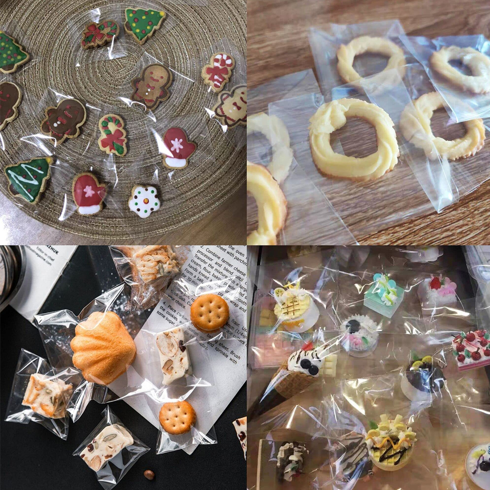 1000-100 Uds OPP bolsa de plástico transparente autoadhesiva bolsas de celofán transparentes autoselladas para joyería regalo galleta embalaje de dulces