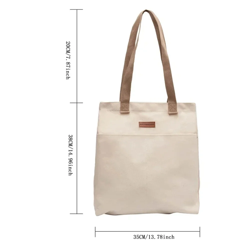 Sac fourre-tout en toile pour femmes, 1 pièce, fil à coudre, grande capacité, sens avancé, sac à main pratique pour les déplacements