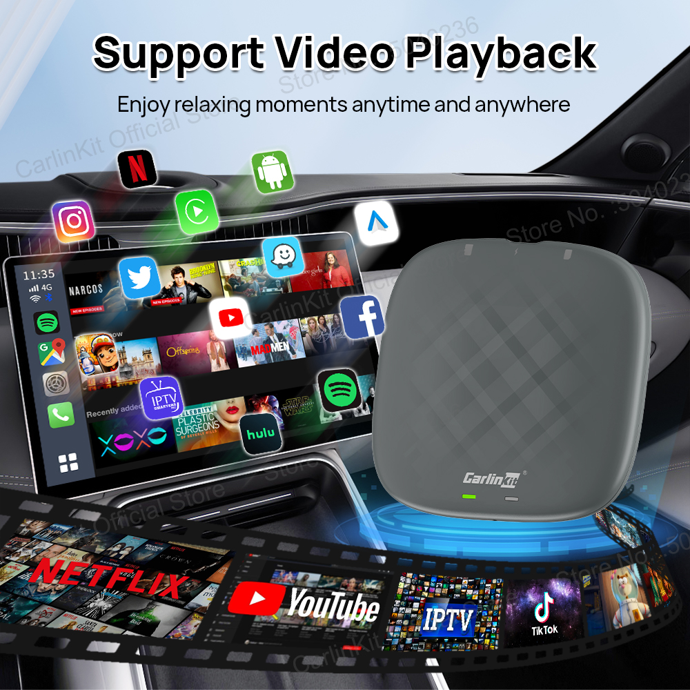 2025 CarlinKit Smart CarPlay Ai Box Android 13, obsługa Netflix YouTube, dzielony ekran, bezprzewodowy Android Auto i CarPlay Smart TV Box