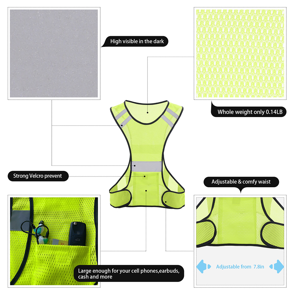 Reflective Safety Running Vest Outdoor Safety Visibility for Cycling Jogging Wear