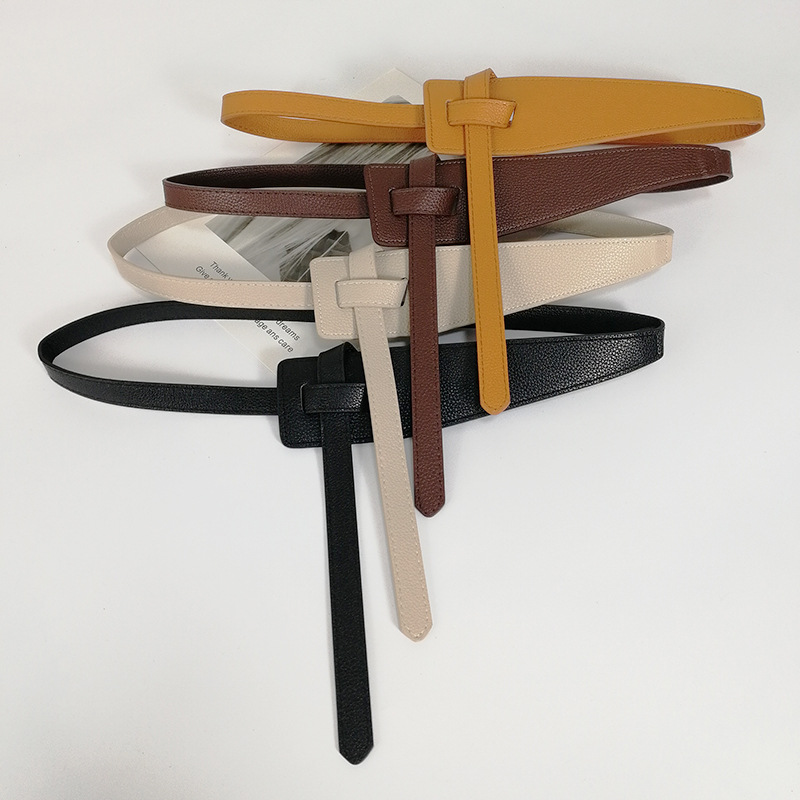 Cinture firmate per donna Nodo di alta qualità Morbido cuoio dell'unità di elaborazione Cintura lunga Vita femminile Abito Cappotto Corsetto Cintura larga Fascia da smoking