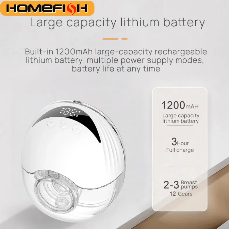 Bomba tira-leite elétrica vestível, mãos livres, elétrica, portátil, sem BPA, com display LED, 4 modos e 12 níveis