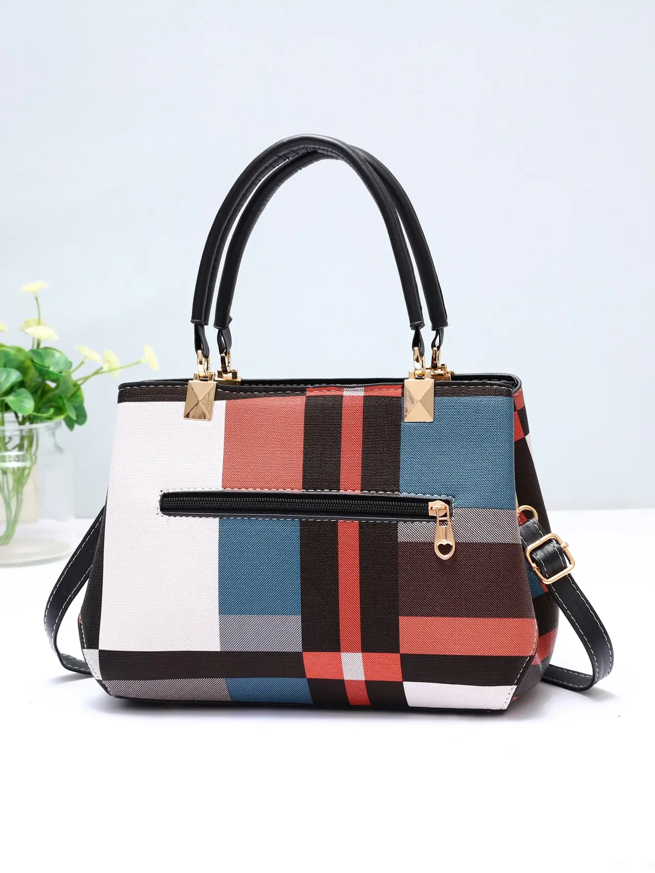 Nova bolsa de luxo para mulheres com design de grade aleatória, bolsa de ombro elegante, bolsa feminina
