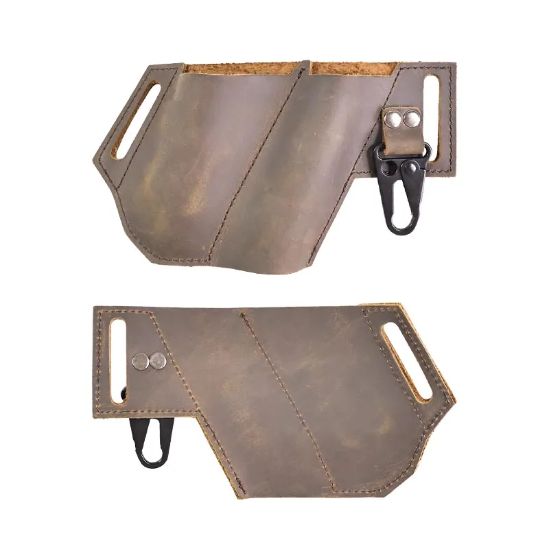 Alicates multiherramienta EDC de cuero genuino, funda para cinturón, táctico, multiherramienta, cuchillo plegable, soporte para linterna para cuero, 1 ud.