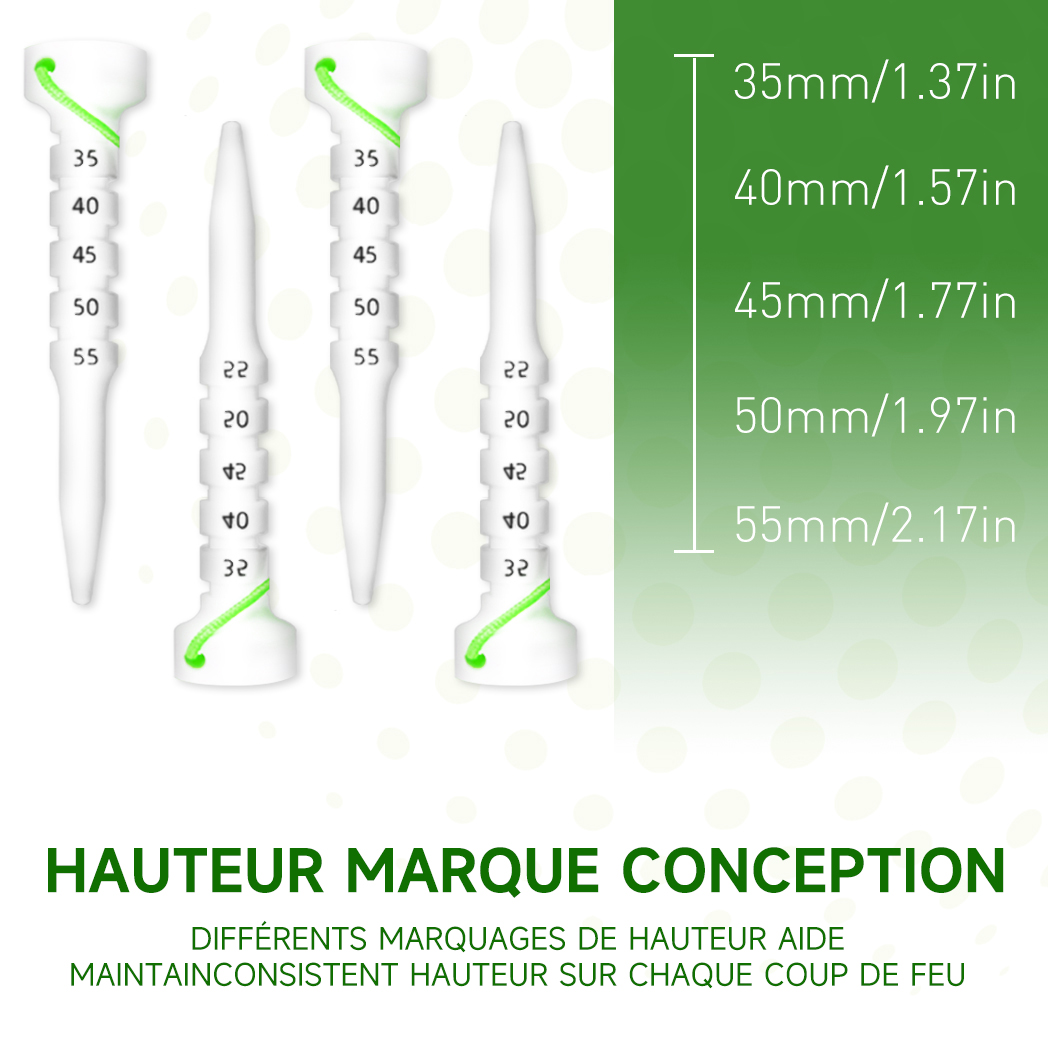 Caiton Golf échelle magnétique mère-enfant Tee 1/4 pièces | Hauteur réglable, tee de golf guide multifonctionnel, 4 couleurs (en option)