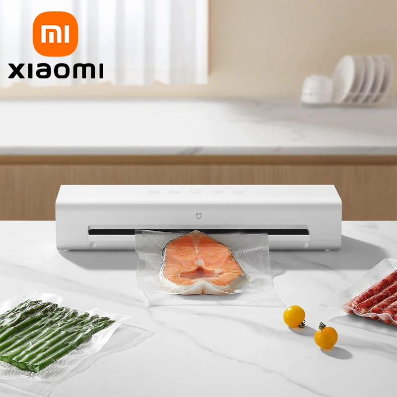 XIAOMI MIJIA Vakuumiergerät, 220 V, mit kostenlosen 10 Vakuumbeuteln für Küche, Haushalt, Lebensmittel, Vakuumiergerät, Verpackungsmaschine
